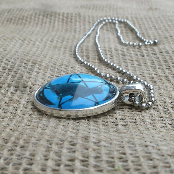Black Cat Pentacle Glass Cabochon Pendant Necklace - Picture 8 of 14